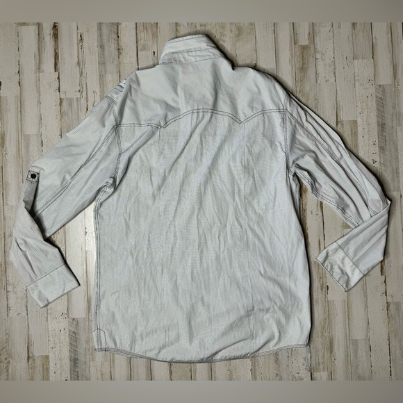 Buckle BKE Shirt Mens XXL White Black Stripe Long Sleeve Athletic Fit - Picture 11 of 13